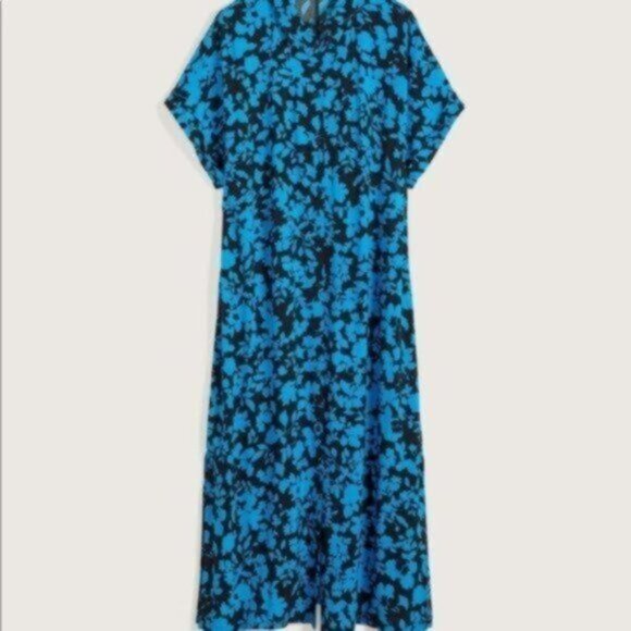 Addition Elle Women Blue/Black Maxi floral Printed Shirt Dress Plus Size 16 NWT - Picture 2 of 12